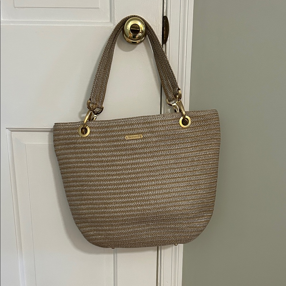 Eric Javits shoulder bag. Gold and silver metallic.